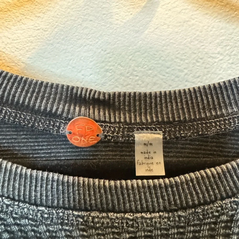 FP One Blake Thermal Black Waffle Knit Top - Picture 3 of 4